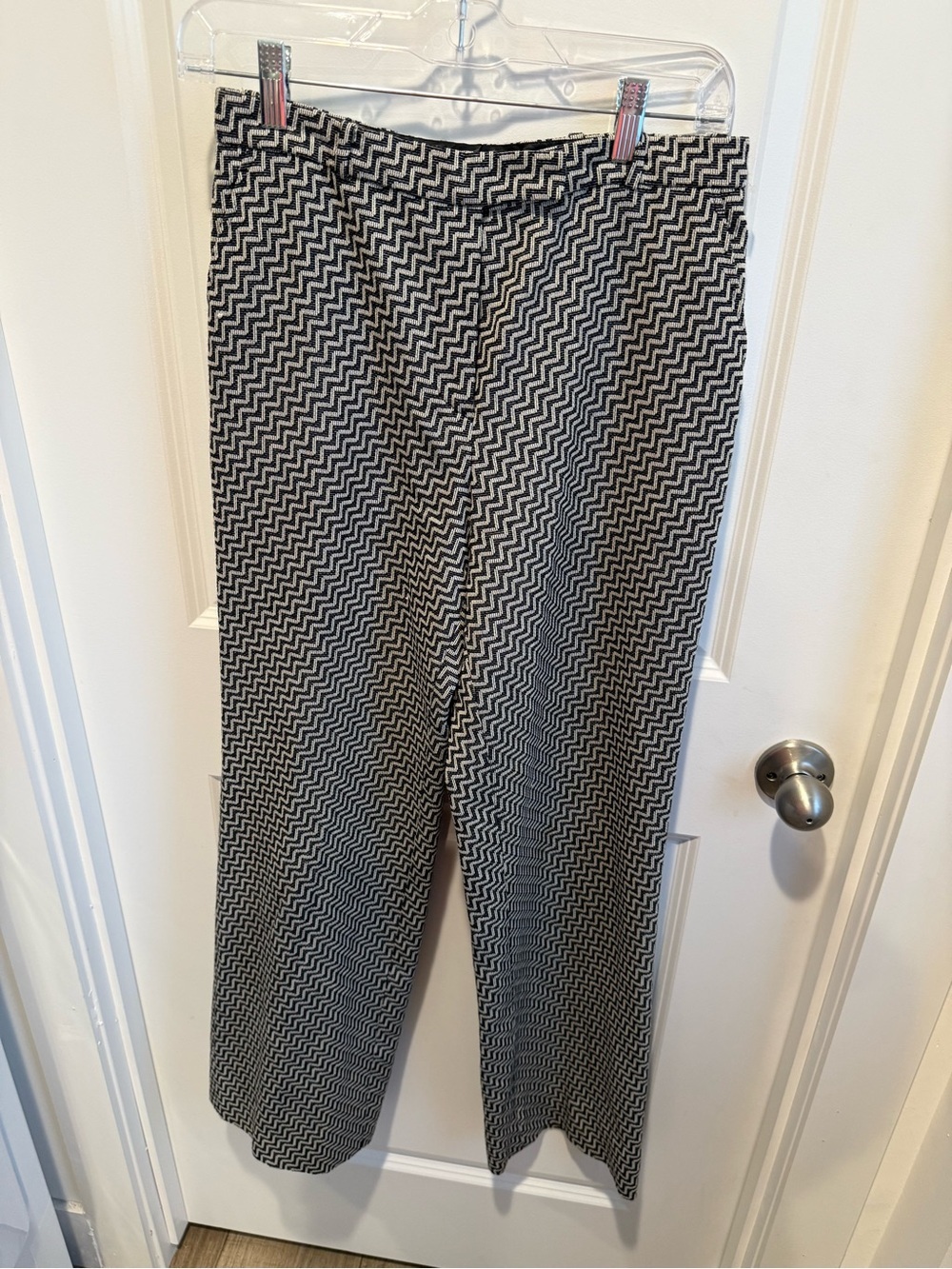 Armani Collezioni Black and White Wool Trousers Wide Leg Size 6 - Vintage